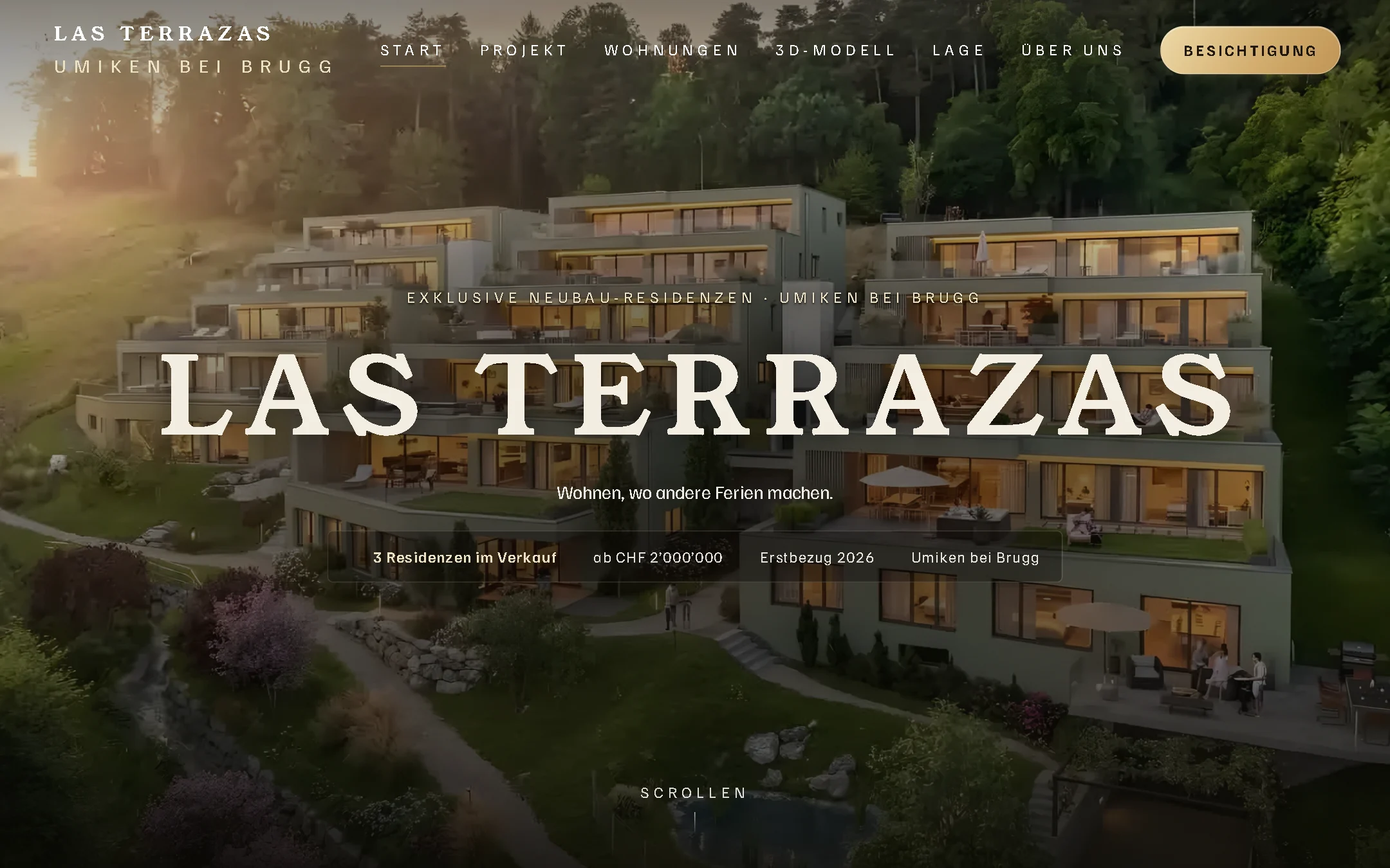Website von Las Terrazas, Desktop-Ansicht
