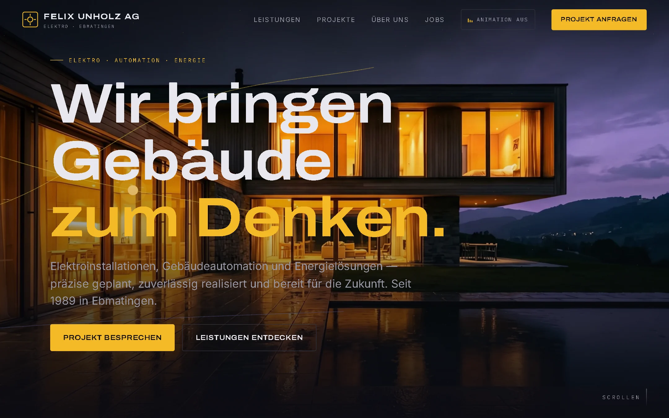 Website von Unholz, Desktop-Ansicht
